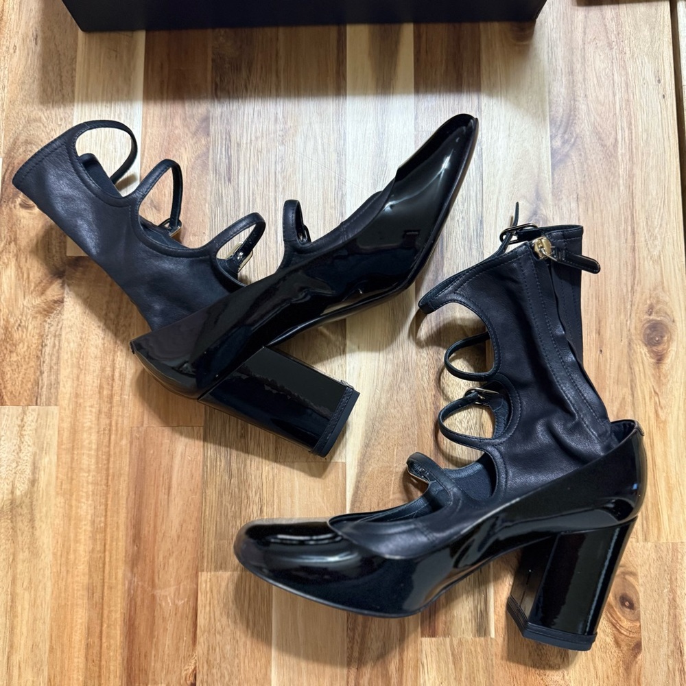 Chanel NEW IN BOX Buckle Gladiator Mid Calf Patent Leather Black Mary Jane Boots - Picture 4 of 12